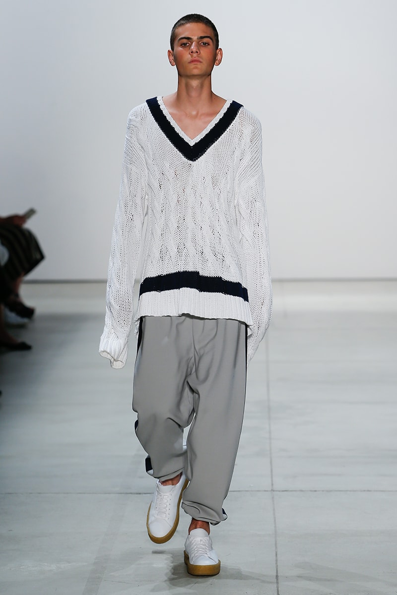 Band of Outsiders Return for 2017 Spring/Summer Runway Show New York Fashion week Scott Sternberg Los Angeles collegiate silhouettes camel, grey, burgundy, green, peach, olive, and baby blue