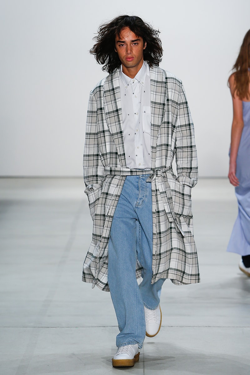 Band of Outsiders Return for 2017 Spring/Summer Runway Show New York Fashion week Scott Sternberg Los Angeles collegiate silhouettes camel, grey, burgundy, green, peach, olive, and baby blue
