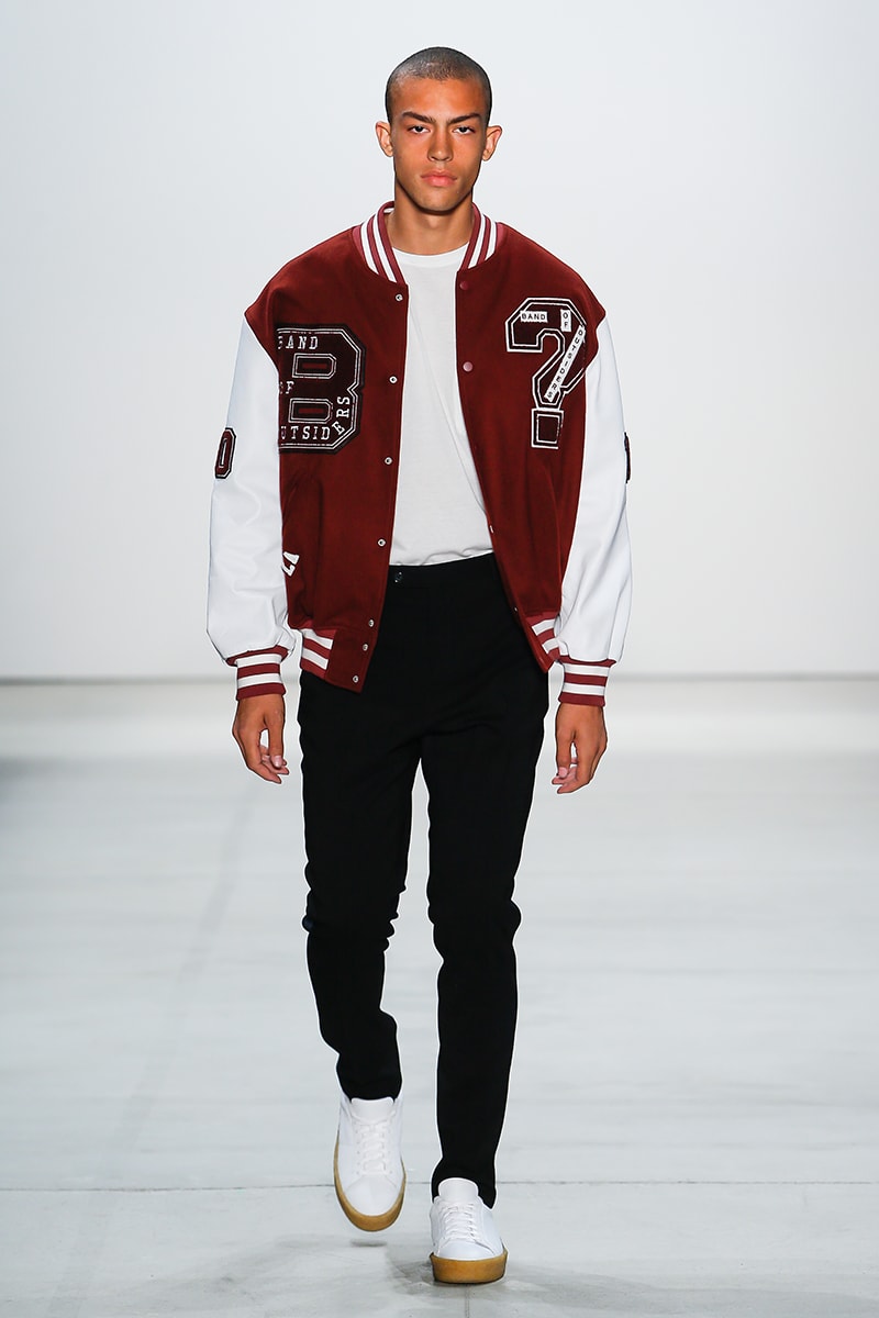 Band of Outsiders Return for 2017 Spring/Summer Runway Show New York Fashion week Scott Sternberg Los Angeles collegiate silhouettes camel, grey, burgundy, green, peach, olive, and baby blue