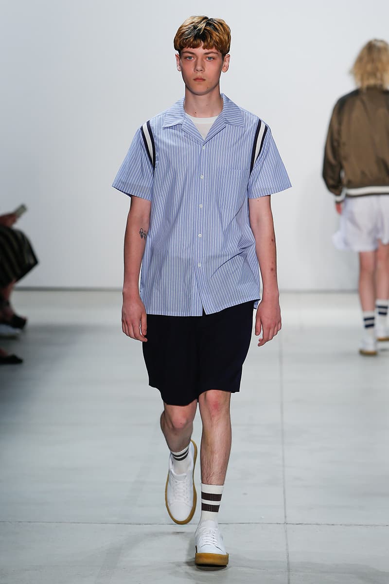 Band of Outsiders Return for 2017 Spring/Summer Runway Show New York Fashion week Scott Sternberg Los Angeles collegiate silhouettes camel, grey, burgundy, green, peach, olive, and baby blue
