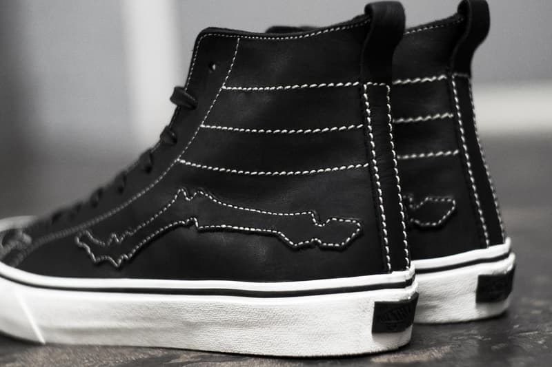 Blends x Vault by Vans Sk8 Hi Decon LX Bones black white stitching white midsole leather Jazz Stripe