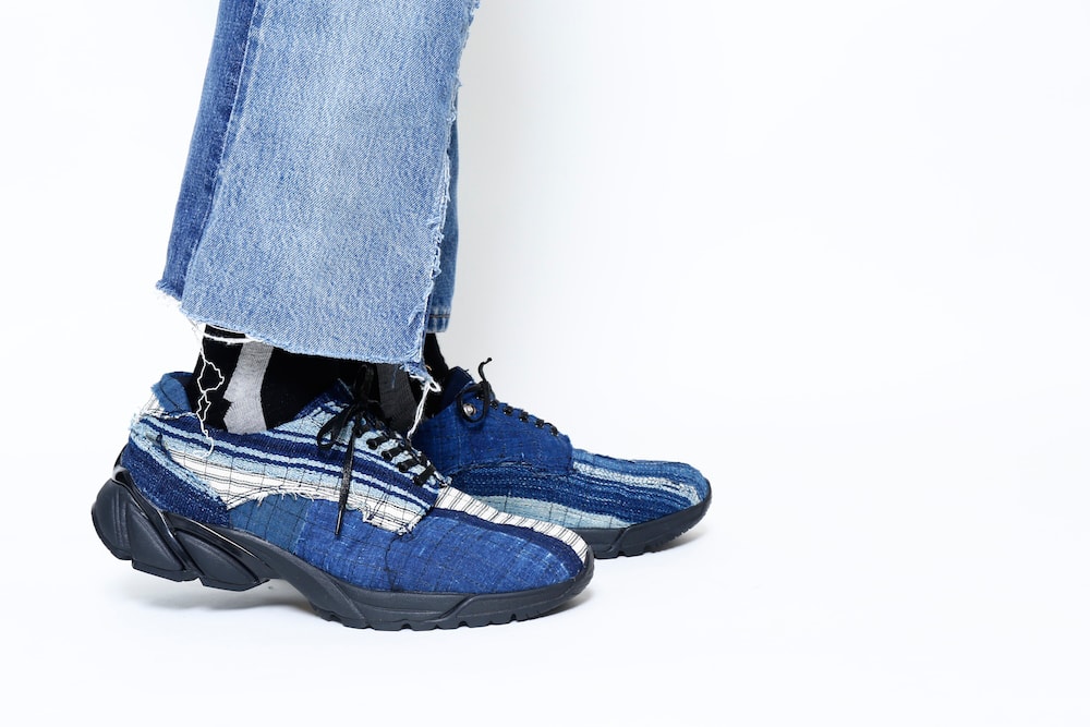 BONUM x mythography Denim Footwear Collection Sneakers Patchwork Indigo Blue