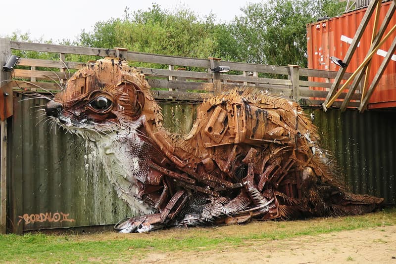 Bordalo II Animal Trash Sculptures foxes Portuguese artist globe world art spray paint waste