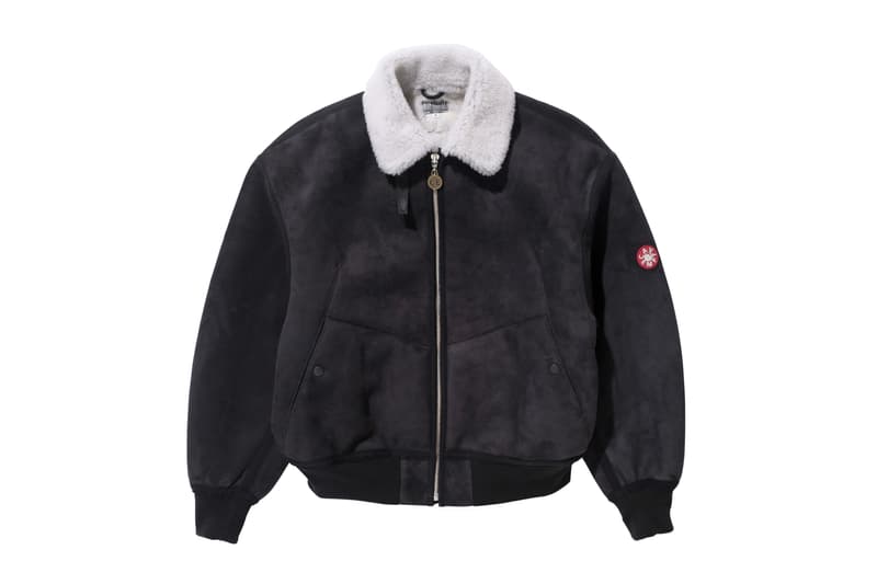 C.E Sheepskin Bomber Jacket black white red patch