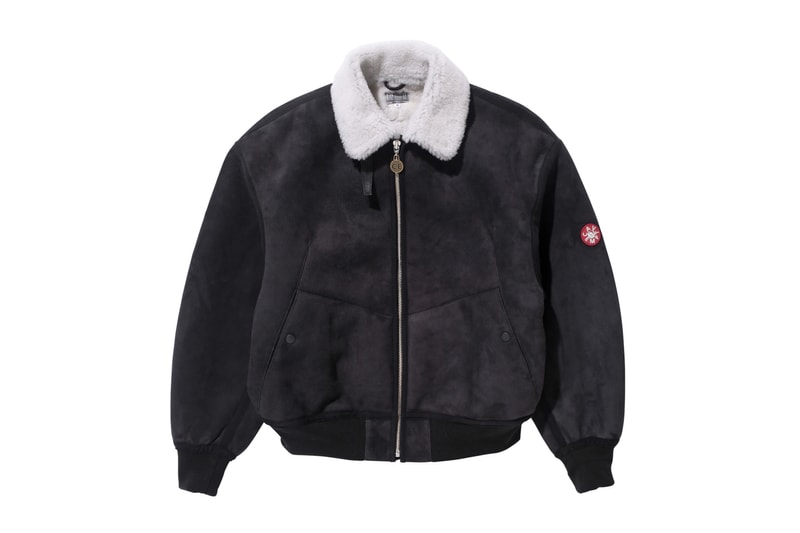 C.E Sheepskin Bomber Jacket black white red patch