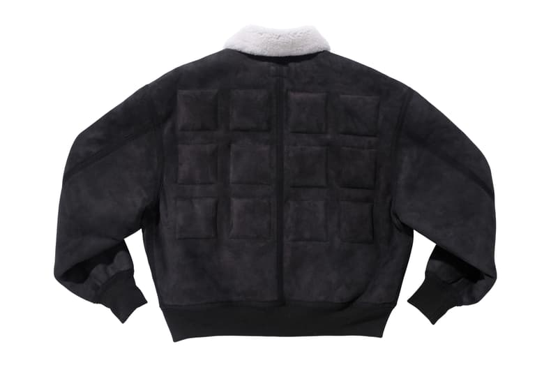 C.E Sheepskin Bomber Jacket black white red patch