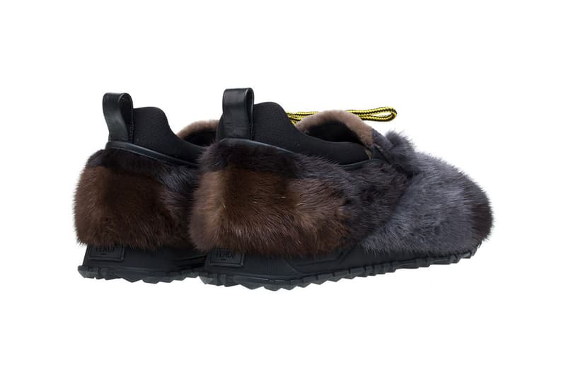 Fendi Fur Sneakers 2016 FW grey black yellow laces
