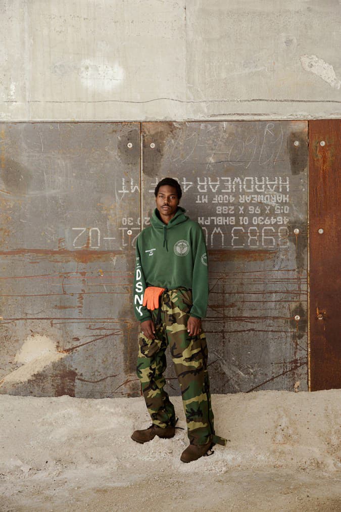 Heron Preston x DSNY Collection Release green camo vintage orange