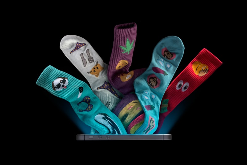 HUF Emoji Socks blue white purple red