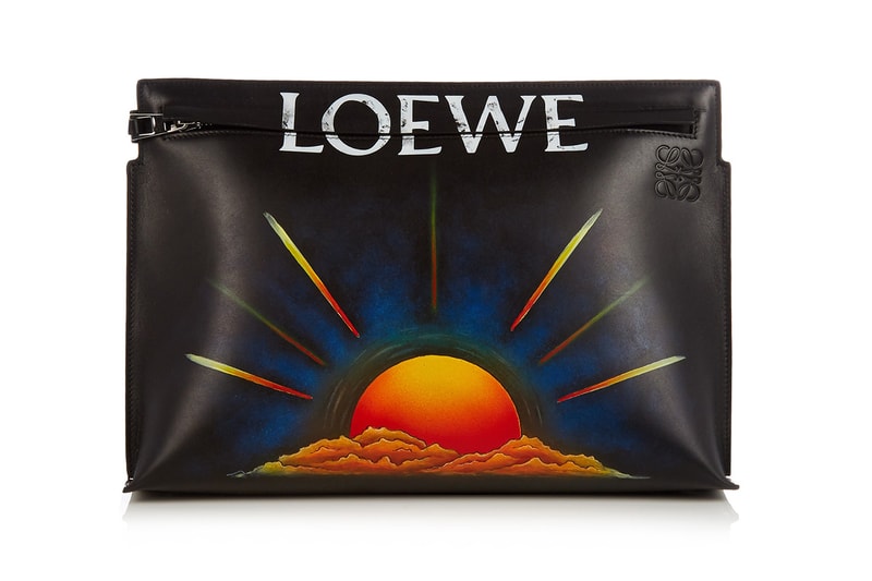 Loewe hand painted Leather Pouches orange green brown pink