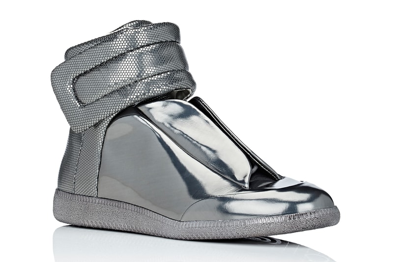 Maison Margiela Barneys Future Ankle Strap High Top Sneakers silver metallic