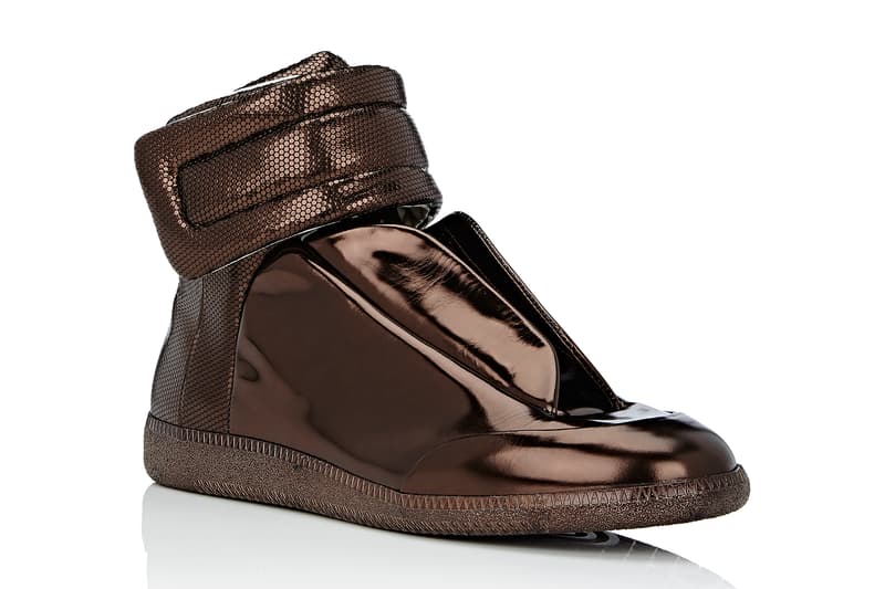 Maison Margiela Barneys Future Ankle Strap High Top Sneakers silver metallic