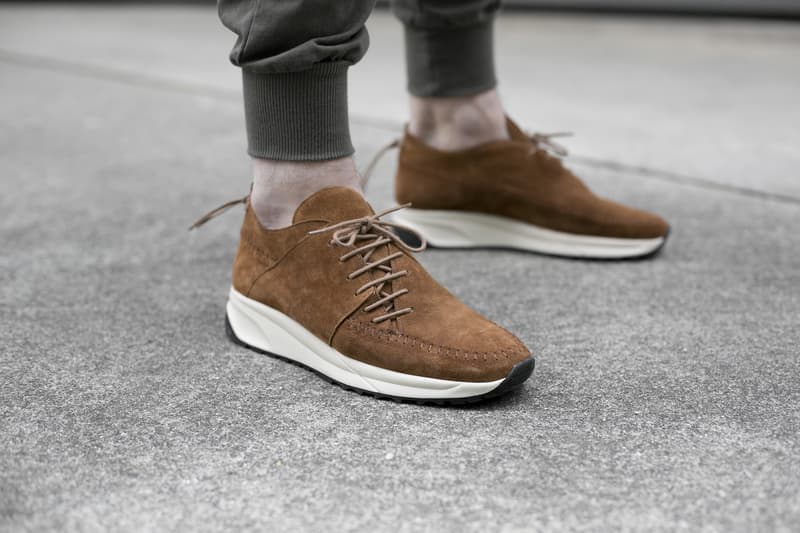 NDG Native Runs 2016 Footwear Collection olive brown sand suede moccasin hand stitched