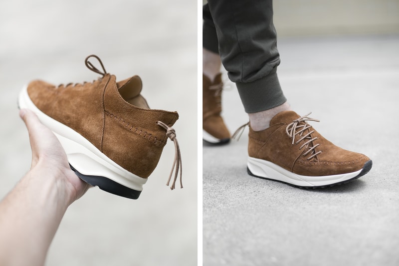 NDG Native Runs 2016 Footwear Collection olive brown sand suede moccasin hand stitched