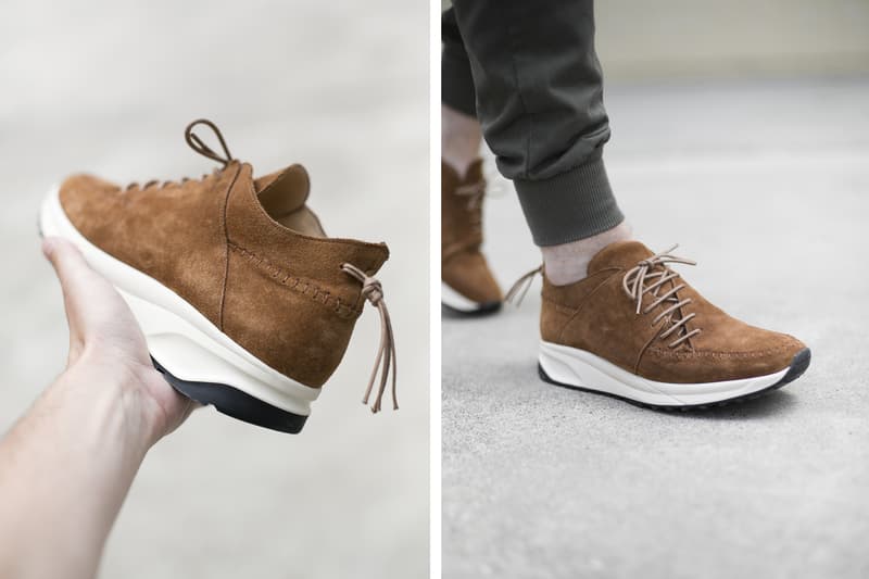 NDG Native Runs 2016 Footwear Collection olive brown sand suede moccasin hand stitched