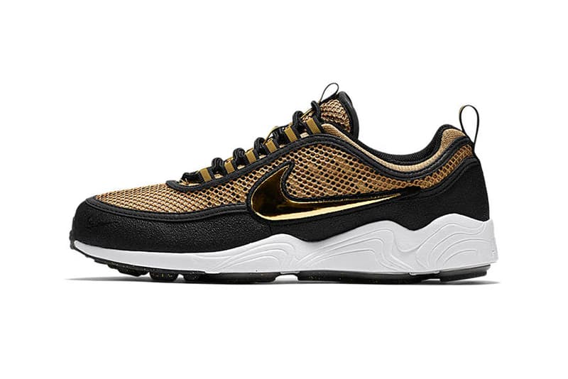 The Nike Zoom Spiridon "Metallic Gold" Receives a Release Date metallic gold Nike Swoosh white midsole black nikelab