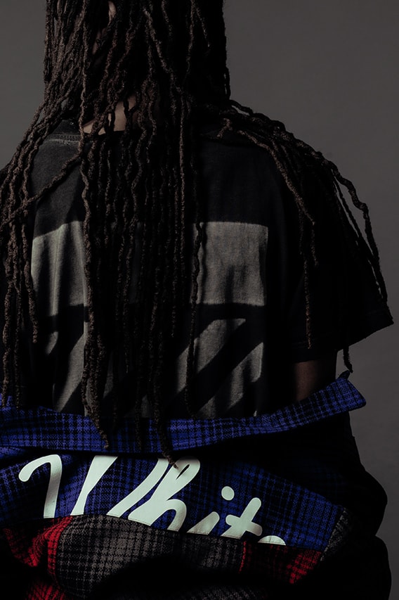 Off-WHITE 2016 Fall/Winter Editorial by Feature t-shirts diagonal motif black white wool 