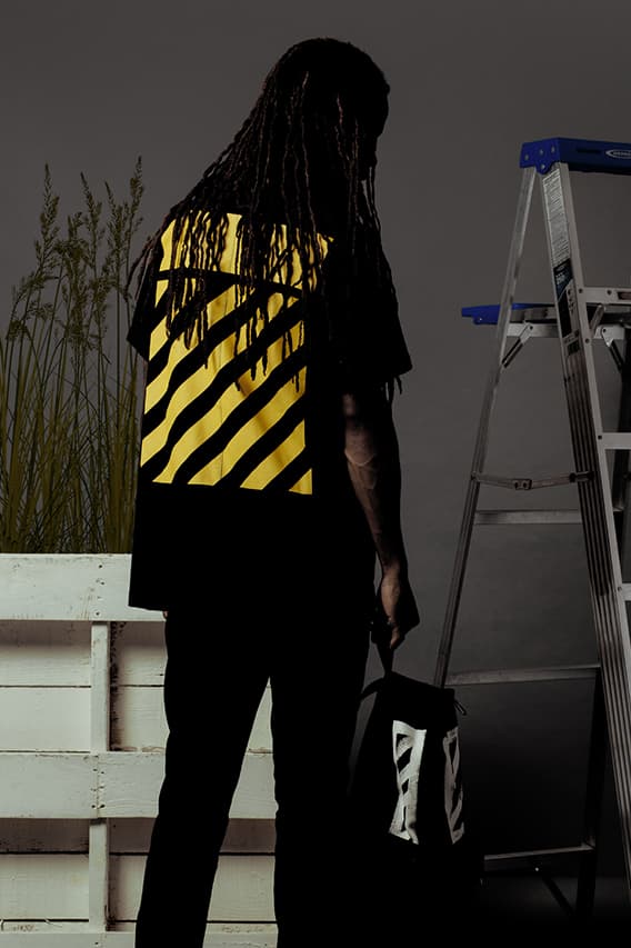 Off-WHITE 2016 Fall/Winter Editorial by Feature t-shirts diagonal motif black white wool