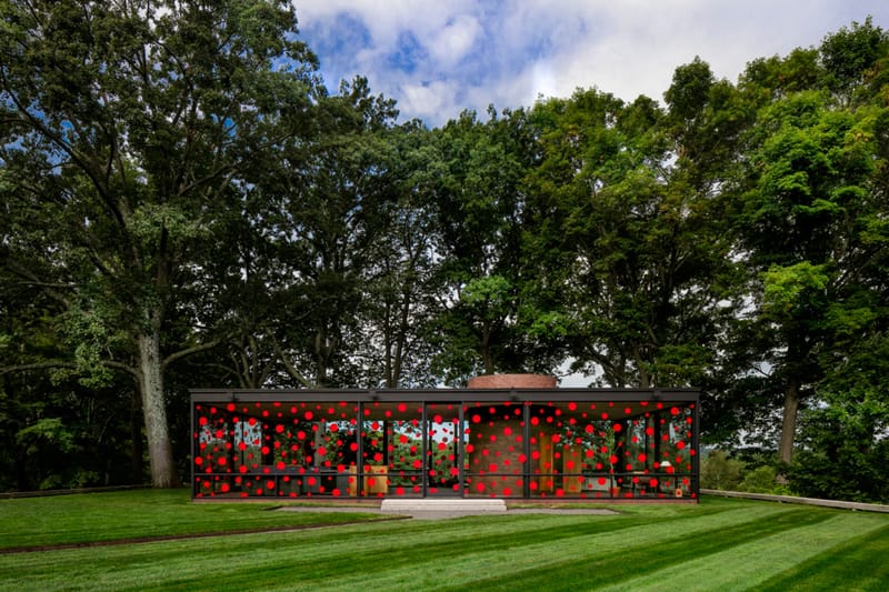 Yayoi Kusama's Signature Polka Dots Decorate Philip Johnson's 'Glass House'