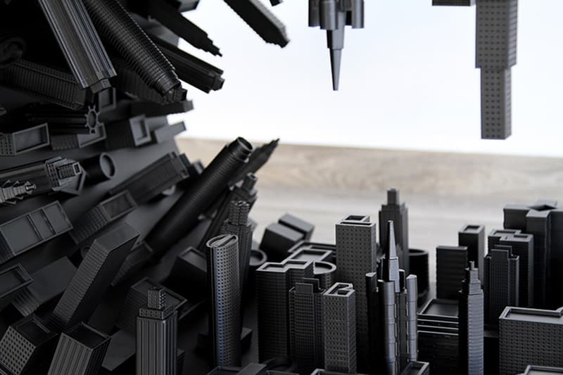 Stelios Mousarris Bends Reality With All-Black Matte "Wave City" Table coffee home decor skyline inception