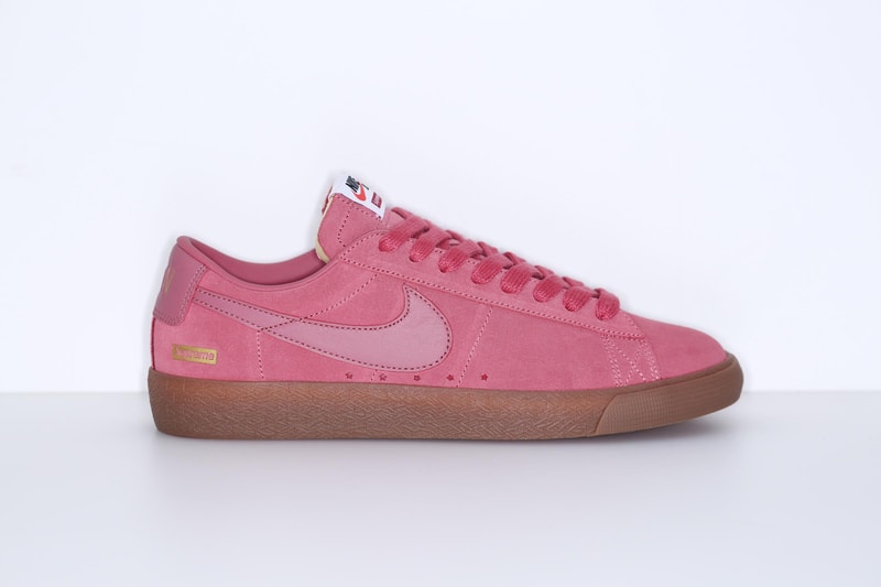 Supreme Nike SB Blazer Low GT pink brown teal gold sneakers