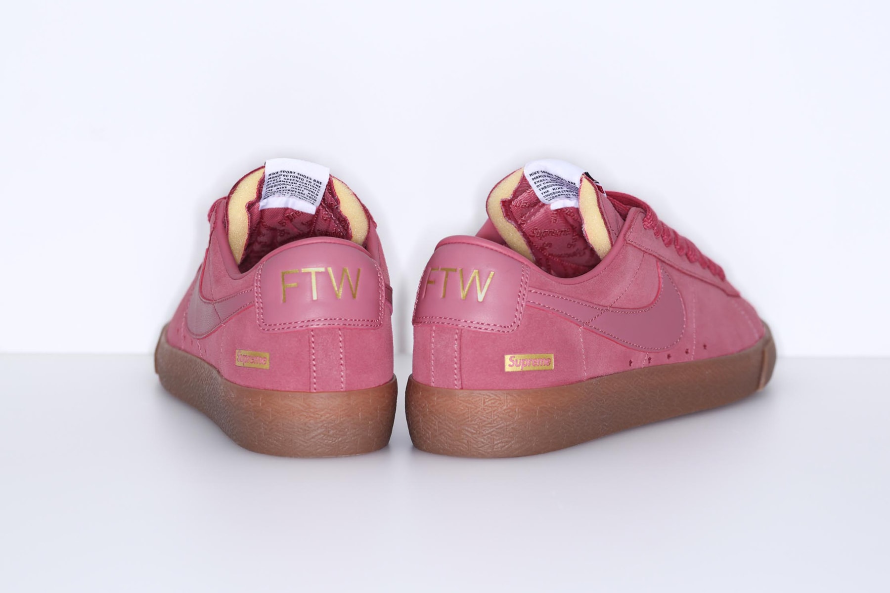 Supreme Nike SB Blazer Low GT pink brown teal gold sneakers