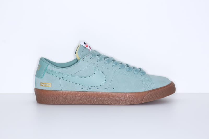 Supreme Nike SB Blazer Low GT pink brown teal gold sneakers