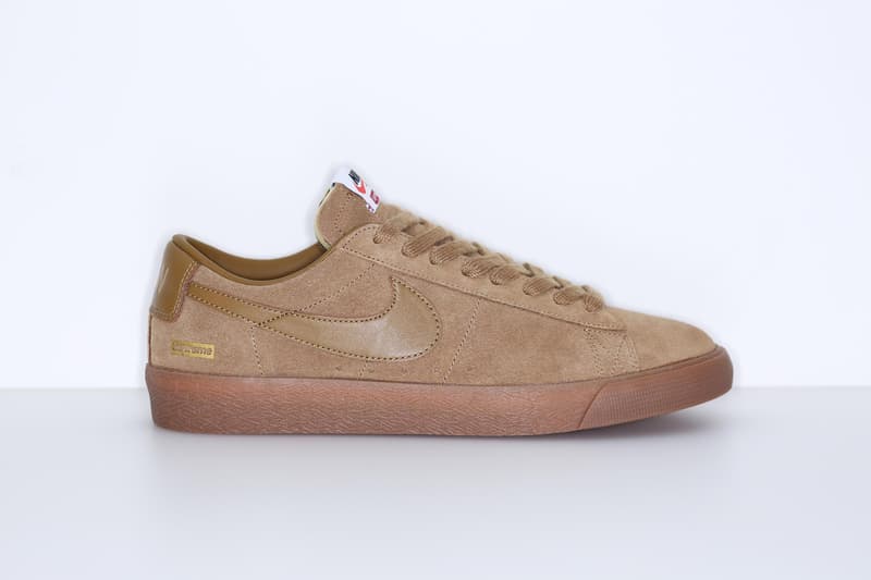 Supreme Nike SB Blazer Low GT pink brown teal gold sneakers