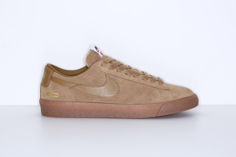 Supreme Nike SB Blazer Low GT pink brown teal gold sneakers