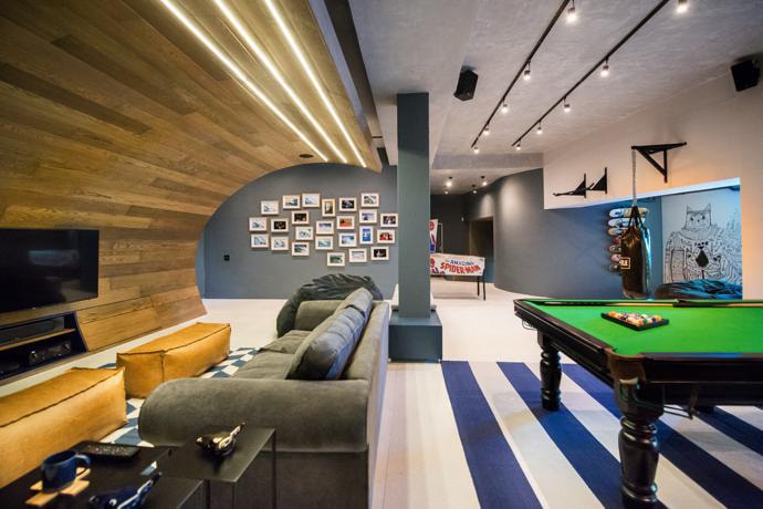 A Teen's Basement Tranforms Into a "Man Cave" for Skateboarders