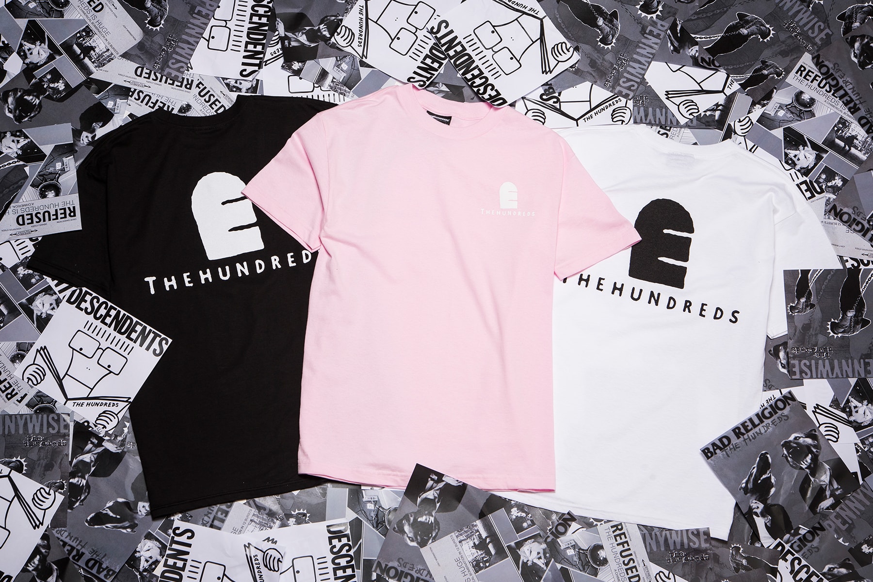 The Hundreds x Epitaph Records Collection 2016 tshirts music Bad Religion Recipe for Hate Refused The Shape of Punk to Come Pennywise Unknown Road Descendents Everything Sucks pink white black blue