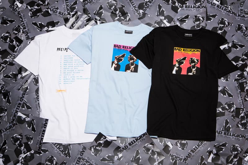 The Hundreds x Epitaph Records Collection 2016 tshirts music Bad Religion Recipe for Hate Refused The Shape of Punk to Come Pennywise Unknown Road Descendents Everything Sucks pink white black blue
