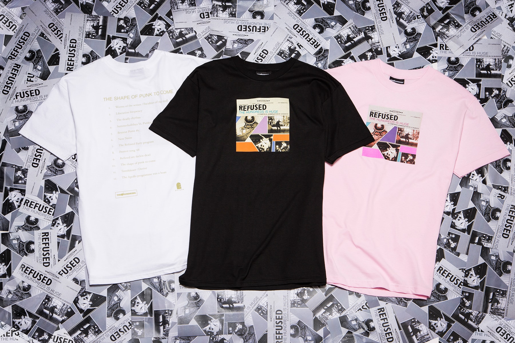 The Hundreds x Epitaph Records Collection 2016 tshirts music Bad Religion Recipe for Hate Refused The Shape of Punk to Come Pennywise Unknown Road Descendents Everything Sucks pink white black blue