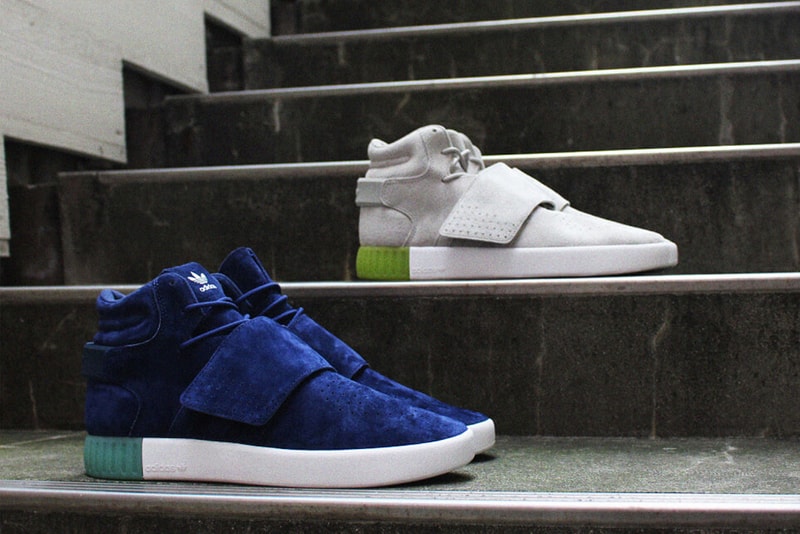 adidas Tubular Invader Straps Exclusive to BILLYs 2016 Fall Blue Teal Off White Green White Midsole Suede Tan Beige