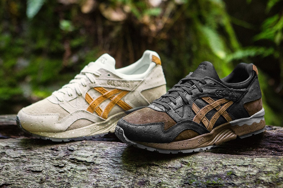 ASICS GEL-Lyte V Tartufo Pack Sneakers Shoes Mushrooms off white tan black brown earth Truffles Ostrich leather brushed suede