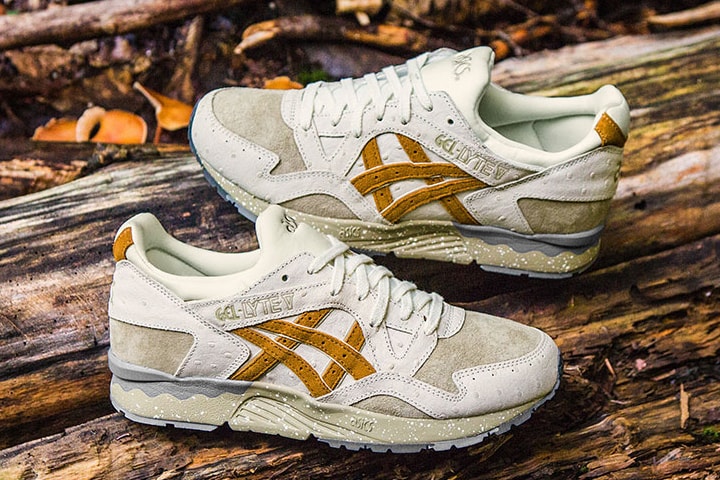 ASICS GEL-Lyte V Tartufo Pack Sneakers Shoes Mushrooms off white tan black brown earth Truffles Ostrich leather brushed suede