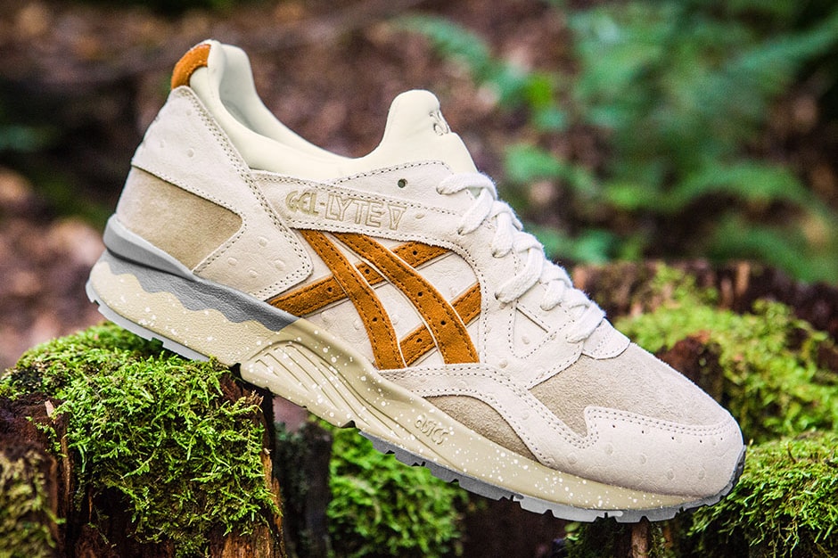 ASICS GEL-Lyte V Tartufo Pack Sneakers Shoes Mushrooms off white tan black brown earth Truffles Ostrich leather brushed suede