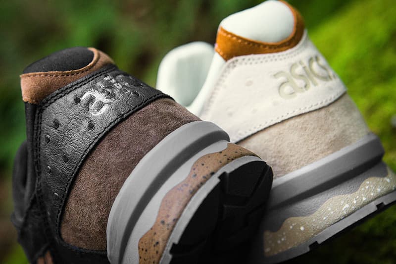 ASICS GEL-Lyte V Tartufo Pack Sneakers Shoes Mushrooms off white tan black brown earth Truffles Ostrich leather brushed suede
