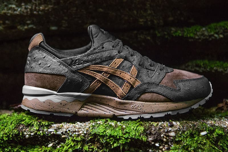 ASICS GEL-Lyte V Tartufo Pack Sneakers Shoes Mushrooms off white tan black brown earth Truffles Ostrich leather brushed suede
