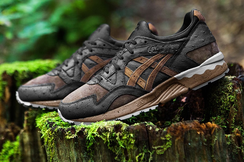 ASICS GEL-Lyte V Tartufo Pack Sneakers Shoes Mushrooms off white tan black brown earth Truffles Ostrich leather brushed suede
