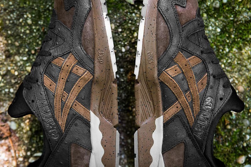 ASICS GEL-Lyte V Tartufo Pack Sneakers Shoes Mushrooms off white tan black brown earth Truffles Ostrich leather brushed suede