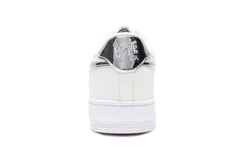 BAPE BAPE STA White Leather Metallic Gold Silver Foil
