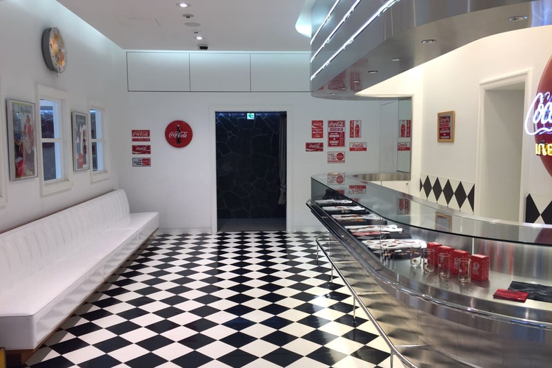 Bape x Coca-Cola Pop-up store interior red white