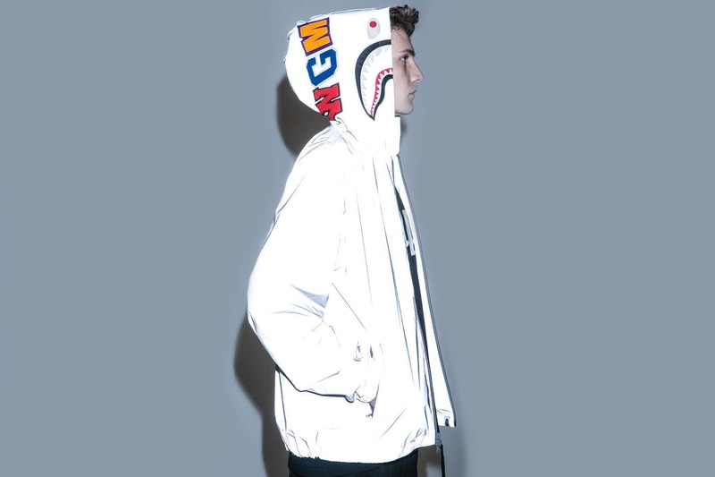 BAPE Reflector Shark Hoodie Jacket 2016 Fall Grey White A Bathing Ape NIGO