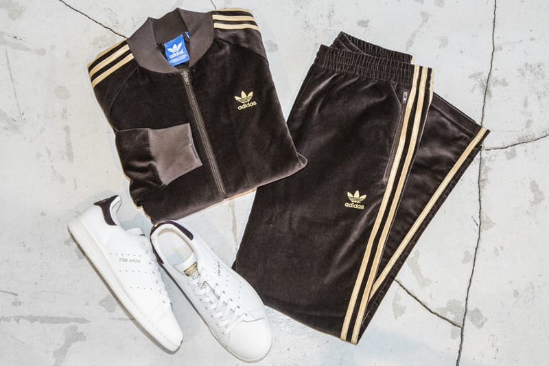 adidas black velvet tracksuit