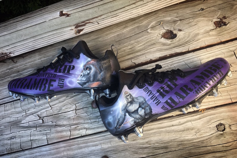 Harambe NFL Custom Cleats Gorilla Football Japan Vikings Jerick McKinnon