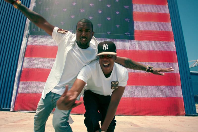 Jay Z kanye west friends watch the throne 2 otis american flag rap hip hop