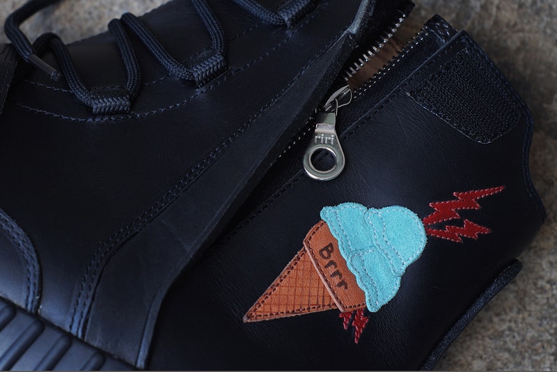 JBF Customs Yeezy BOOST 750 Ice Cream Decor Gucci Mane Black Leather Water Resistance Veg Tanned Leather Mint Suede