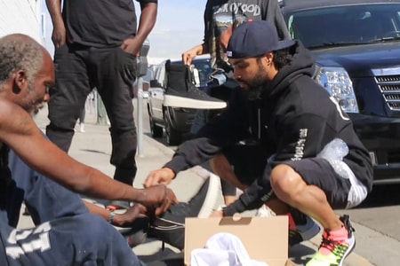 Jerry Lorenzo and Staff Hand out Fear of God Merchandise to LA's Homeless