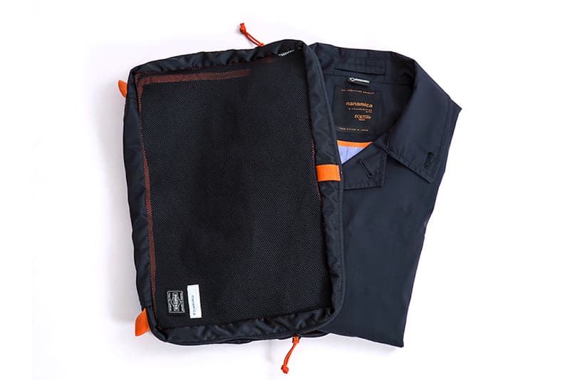 nanamica x PORTER Balmacaan Travel Bag navy orange